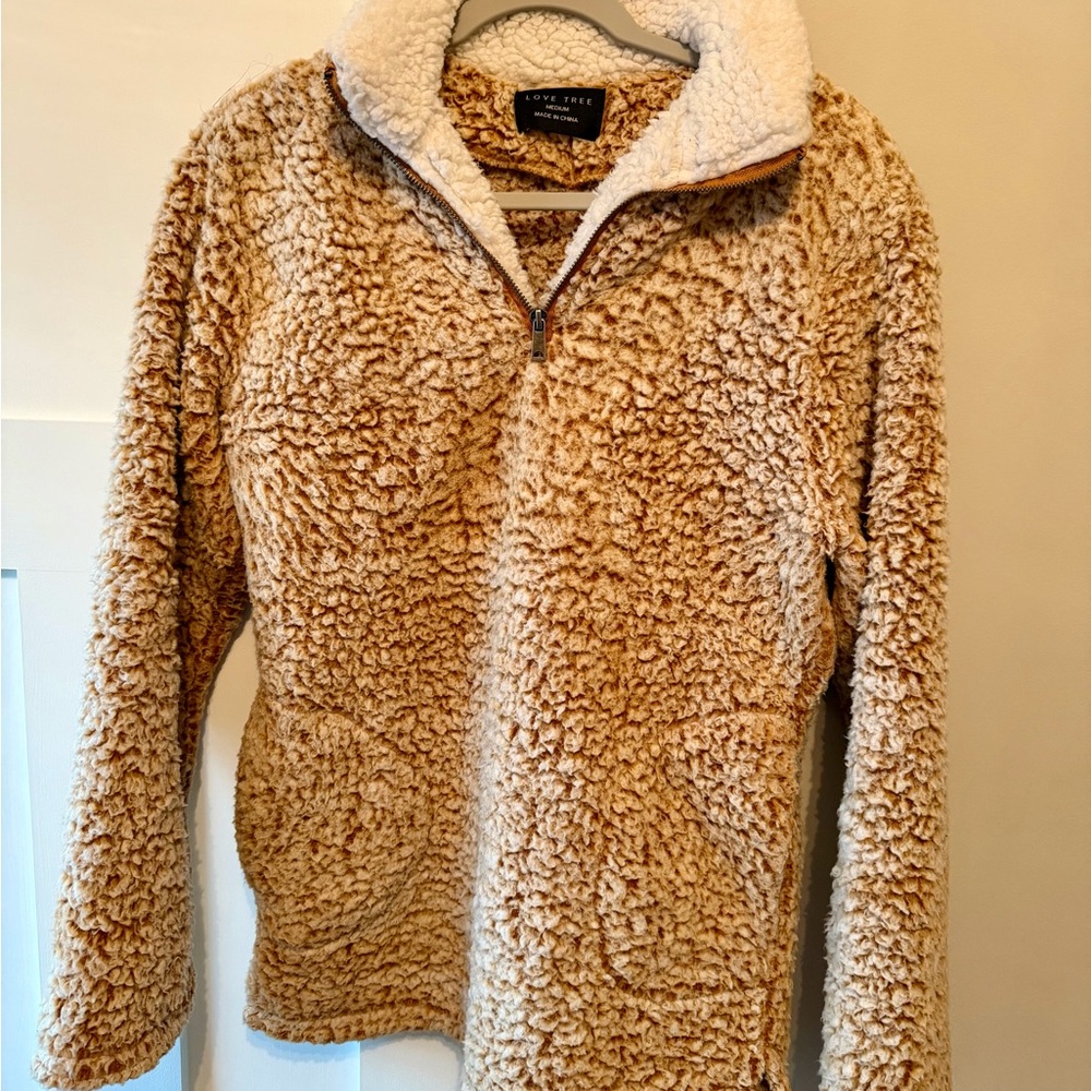 Love Tree Cream and Tan Sherpa Jacket